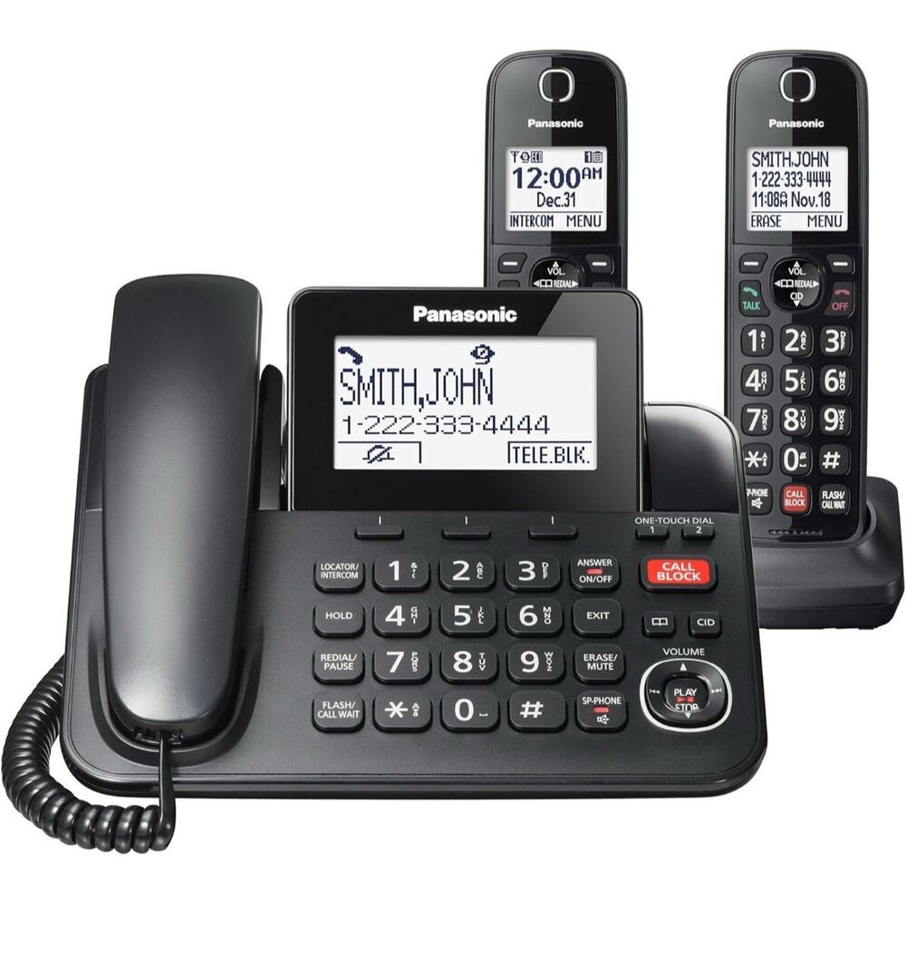 Panasonic Corded Phone/Cordless Phone with Answering Machine, Advanced Call Bloc